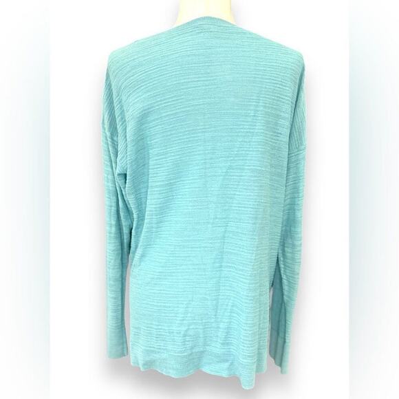 J. Jill - Lightweight Long Sleeve Crew Neck Pullover Sweater Turquoise Blue - Picture 7 of 10